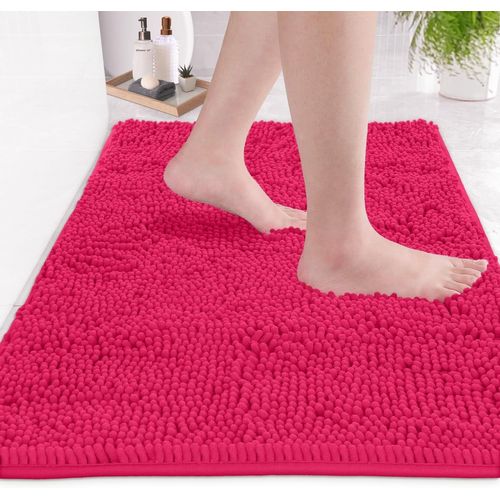 Tapis De Bain-Tapis De Salle De Bain Douche En Peluche Extra-Doux, Mat¿¿Riau En Microfibre Chenille 1 ``, Tapis De Bain Shaggy Super Absorbant |Bleu Spa|20 X 30