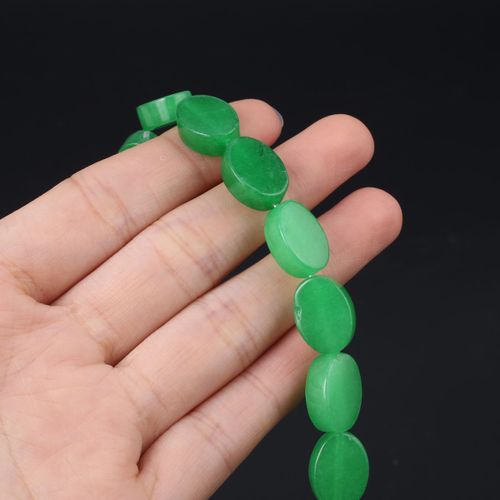Perles Ovales En Pierre Naturelle, 15 Perles, Malaisiennes, Vertes, Aventauckland, Adt, Pour Le Bricolage De Bijoux De Direction, Collier Et Bracelet