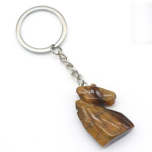Pierre Naturelle Personnalisée, Quartz Rose, Unakite, Cheval, Porte-Clés, Pendentif De Sac, Bijoux Exquis, Cadeau De Ixd'anniversaire, 25x36mm