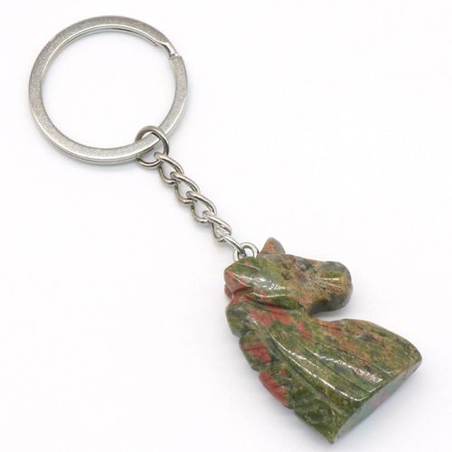 Pierre Naturelle Personnalisée, Quartz Rose, Unakite, Cheval, Porte-Clés, Pendentif De Sac, Bijoux Exquis, Cadeau De Ixd'anniversaire, 25x36mm