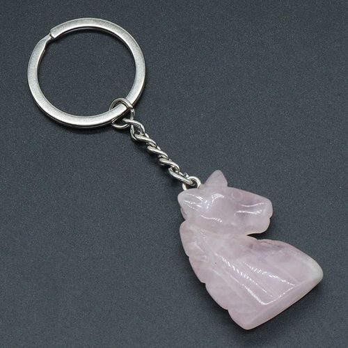 Pierre Naturelle Personnalisée, Quartz Rose, Unakite, Cheval, Porte-Clés, Pendentif De Sac, Bijoux Exquis, Cadeau De Ixd'anniversaire, 25x36mm