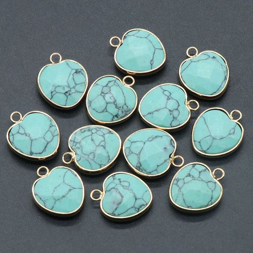 Lot De 5 Pendentifs En Pierre Naturelle À Facettes, En Forme De C¿Ur, Quartz Rose Naturel, ¿Il De Tigre, Breloques Pour Collier, 20x7mm