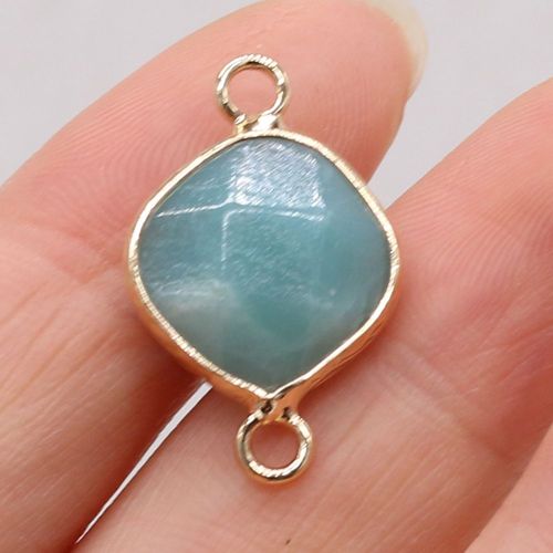 Pendentif En Pierre Naturelle Avec Rhombus Et Bord Doré, Cristal, Quartz, Agate, Turquoise, Diy, Collier, Boucles D'oreilles, Accessoires De Bijoux, Fabrication De Cadeaux