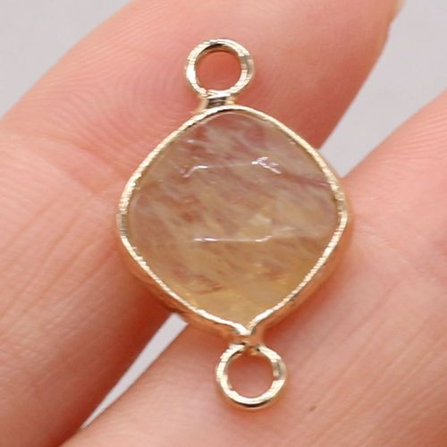 Pendentif En Pierre Naturelle Avec Rhombus Et Bord Doré, Cristal, Quartz, Agate, Turquoise, Diy, Collier, Boucles D'oreilles, Accessoires De Bijoux, Fabrication De Cadeaux