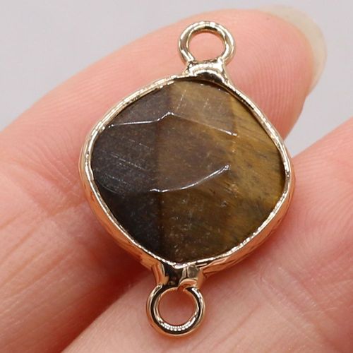Pendentif En Pierre Naturelle Avec Rhombus Et Bord Doré, Cristal, Quartz, Agate, Turquoise, Diy, Collier, Boucles D'oreilles, Accessoires De Bijoux, Fabrication De Cadeaux