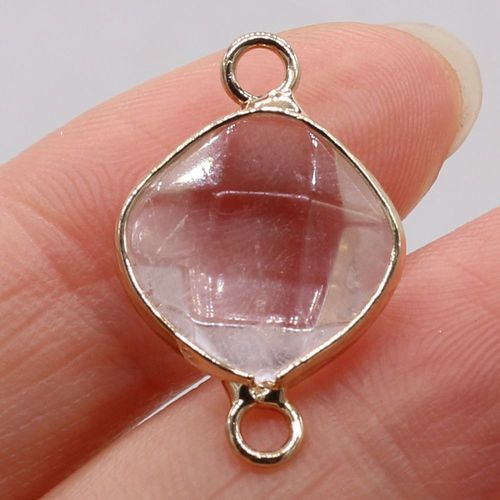 Pendentif En Pierre Naturelle Avec Rhombus Et Bord Doré, Cristal, Quartz, Agate, Turquoise, Diy, Collier, Boucles D'oreilles, Accessoires De Bijoux, Fabrication De Cadeaux