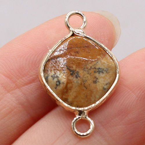 Pendentif En Pierre Naturelle Avec Rhombus Et Bord Doré, Cristal, Quartz, Agate, Turquoise, Diy, Collier, Boucles D'oreilles, Accessoires De Bijoux, Fabrication De Cadeaux