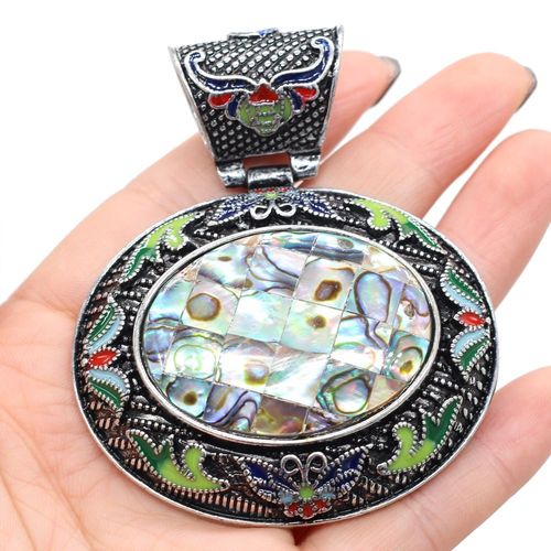 Collier En Pierre Naturelle Lapis Lazuli En Forme D'¿Uf, Pendentif En Opale De Quartz Rose, Artisanat Vintage, Accessoire Pour Femmes, 60x70mm
