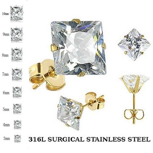 Luxusteel-Boucles D'oreilles En Clip Blanc Clair Pour Homme Et Femme, En Acier Inoxydable, Piercing, Cz, Vente En Gros, 3-10mm, 10 Paires/Ensemble