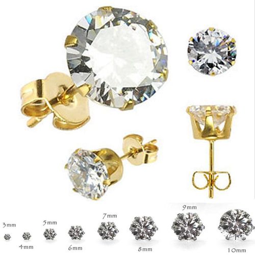 Luxusteel-Boucles D'oreilles En Clip Blanc Clair Pour Homme Et Femme, En Acier Inoxydable, Piercing, Cz, Vente En Gros, 3-10mm, 10 Paires/Ensemble