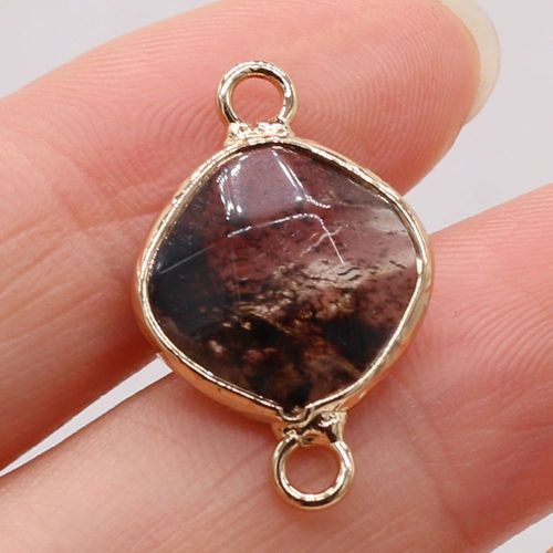 Pendentif En Pierre Naturelle Avec Rhombus Et Bord Doré, Cristal, Quartz, Agate, Turquoise, Diy, Collier, Boucles D'oreilles, Accessoires De Bijoux, Fabrication De Cadeaux
