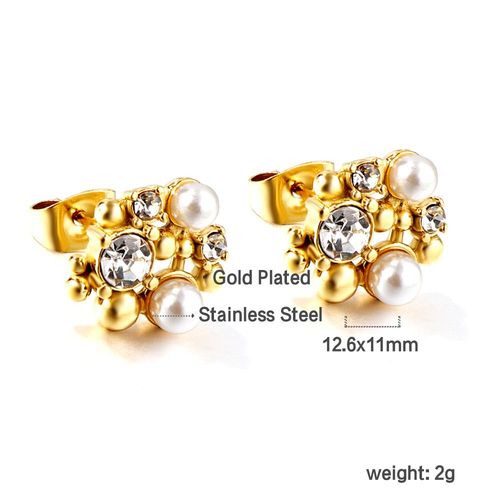 Luxusteel-Boucles D'oreilles Classiques En Acier Inoxydable Pour Femme, Perle Géométrique, Métal, Plaqué Or, Étanche, Déclaration Coréenne, Bijoux