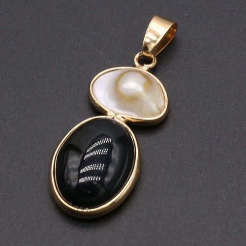 Pendentif En Pierre Naturelle Coquille D'agate, Artisanat Fait À La Main, Bricolage Classique Rétro Fête Collier Pull Chaîne Bijoux Accessoires Fabrication De Cadeaux