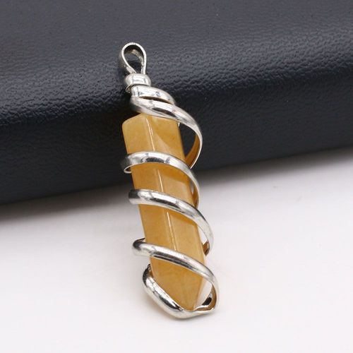 Pendentif Prisme En Spirale En Alliage De Pierres Précieuses Naturelles, Améthyste, ¿Il De Tigre, Artisanat, Bricolage De Collier, Boucle D'oreille, Accessoires De Bijouterie