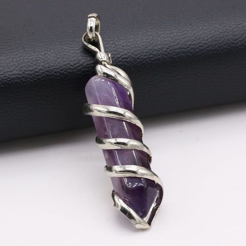 Pendentif Prisme En Spirale En Alliage De Pierres Précieuses Naturelles, Améthyste, ¿Il De Tigre, Artisanat, Bricolage De Collier, Boucle D'oreille, Accessoires De Bijouterie