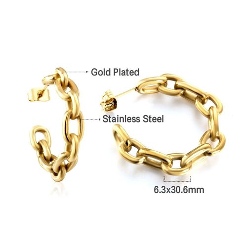 Luxusteel-Boucles D'oreilles Vintage En Acier Inoxydable Pour Femme, Perle En Forme De C, Huggie, Clip Blanc Et Vert, Bijoux En Métal