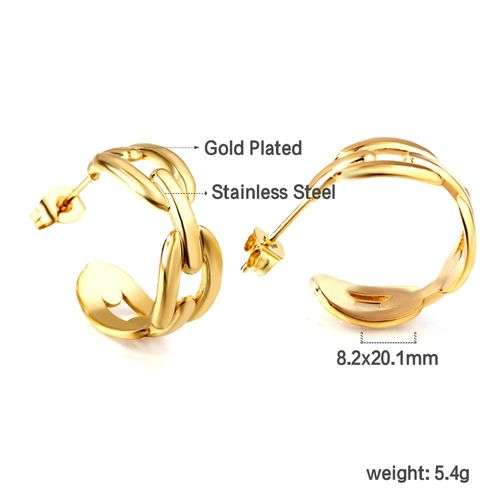 Luxusteel-Boucles D'oreilles Vintage En Acier Inoxydable Pour Femme, Perle En Forme De C, Huggie, Clip Blanc Et Vert, Bijoux En Métal