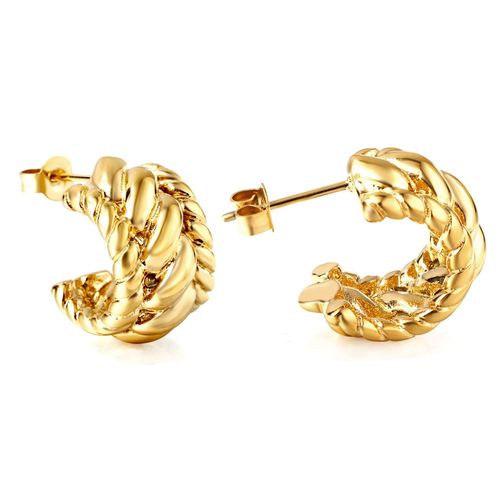 Luxusteel-Boucles D'oreilles Vintage En Acier Inoxydable Pour Femme, Perle En Forme De C, Huggie, Clip Blanc Et Vert, Bijoux En Métal