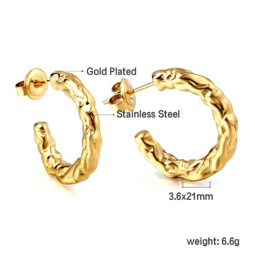 Luxusteel-Boucles D'oreilles Vintage En Acier Inoxydable Pour Femme, Perle En Forme De C, Huggie, Clip Blanc Et Vert, Bijoux En Métal