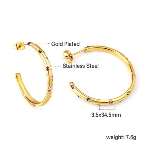 Luxusteel-Boucles D'oreilles Vintage En Acier Inoxydable Pour Femme, Perle En Forme De C, Huggie, Clip Blanc Et Vert, Bijoux En Métal