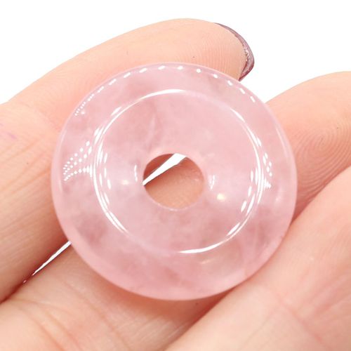 Perle En Pierre Naturelle, Grand Trou, Quartz Rose, Cristal D'agate, Pour La Fabrication De Bijoux, Collier, Bracelet, Artisanat Fait À La Main, 25x25mm