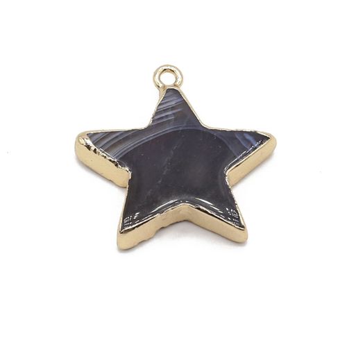 Pendentif En Agate À Rayures Étoiles, Pierre Naturelle À Cinq Branches, Breloque Pour Bijoux, Collier, Boucle D'oreille, Accessoires De Bricolage, 32x34mm