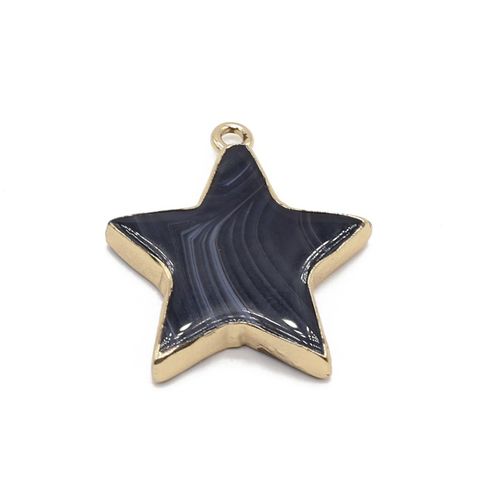 Pendentif En Agate À Rayures Étoiles, Pierre Naturelle À Cinq Branches, Breloque Pour Bijoux, Collier, Boucle D'oreille, Accessoires De Bricolage, 32x34mm