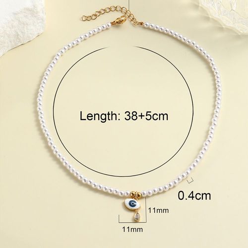 Collier De Perles Mauvais ¿Il Bleu Pour Femme, Fermoir En Acier Inoxydable, Livraison Gratuite