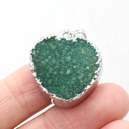 Collier En Pierre Naturelle, Cristal Multicolore, Pendentif En Forme De C¿Ur De Pêche, Artisanat Fait À La Main, Accessoires De Boucles D'oreilles, 22x25mm