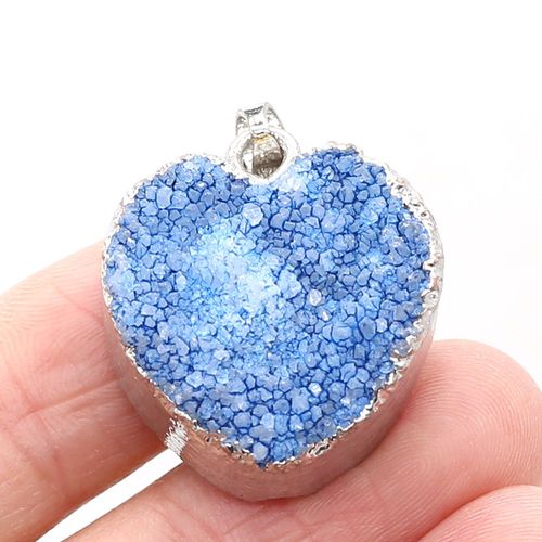 Collier En Pierre Naturelle, Cristal Multicolore, Pendentif En Forme De C¿Ur De Pêche, Artisanat Fait À La Main, Accessoires De Boucles D'oreilles, 22x25mm