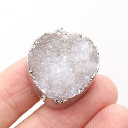 Collier En Pierre Naturelle, Cristal Multicolore, Pendentif En Forme De C¿Ur De Pêche, Artisanat Fait À La Main, Accessoires De Boucles D'oreilles, 22x25mm