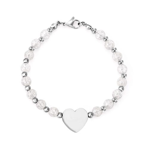 Luxusteel-Bracelets En Cristal De Coeur Blanc Pour Femmes, Bracelets En Acier Inoxydable, Bijoux Pour Filles