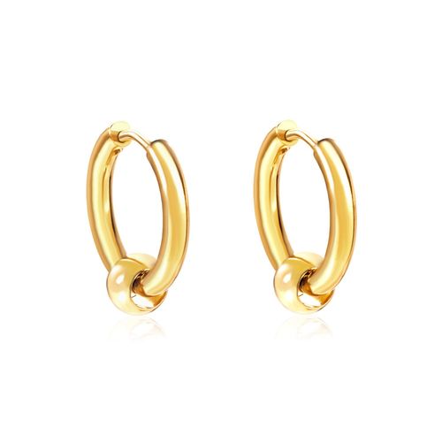 Boucles D'oreilles Rondes Perlées En Acier Inoxydable, Accessoires De Luxe Pour Femmes, Cercle De Couleur Or Rose Noir Argent, Fête Brinco