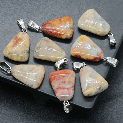 Pendentif Trapézoïdal En Pierre Naturelle, Sodalite, Pierre De Cygne Doré, Agate, Pour La Fabrication De Bijoux, Boucle D'oreille, 20x17x6m, 1 Pièce