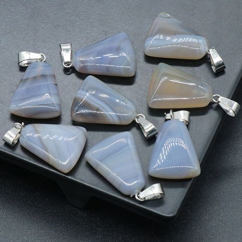 Pendentif Trapézoïdal En Pierre Naturelle, Sodalite, Pierre De Cygne Doré, Agate, Pour La Fabrication De Bijoux, Boucle D'oreille, 20x17x6m, 1 Pièce