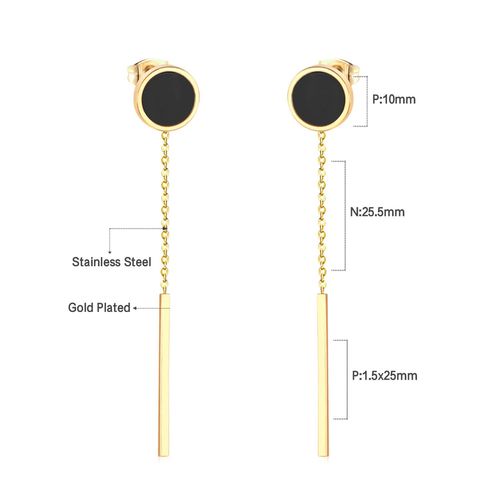 Luxusteel-Boucles D'oreilles Pendantes À Pampilles Longues Pour Femmes Et Filles, Boucles D'oreilles Géométriques Simples, Acier Inoxydable, Coquillage Noir, Bijoux Uniques, Tendance
