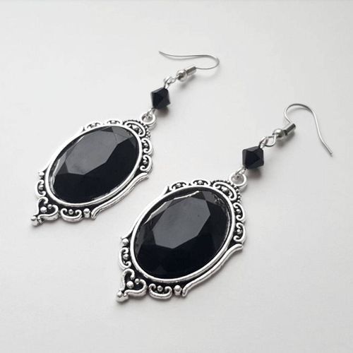 Boucles D'oreilles Gothiques Vampire En Cristal Noir Pour Femmes, Bijoux Païen, Accessoires Cadeaux Goutte D'eau, Goutte D'eau, Goutte D'eau, 2022