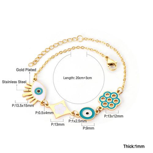 Luxusteel-Bracelet Mauvais ¿Il Bleu Pour Femme, Main Hamsa, Document Or, Acier Inoxydable, Coeur Ikcharm, Bracelet Lien, Bijoux De Ix