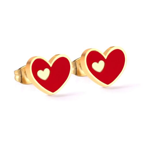Luxusteel-Boucles D'oreilles À Clous En Coquillage De C¿Ur Pour Dames, Enfant, Fille, Acier Inoxydable, Rouge, Bleu, Rouge Rose, Blanc, Noir, Boucle D'oreille Pour Document, Bijoux