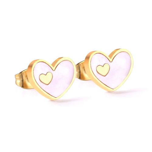 Luxusteel-Boucles D'oreilles À Clous En Coquillage De C¿Ur Pour Dames, Enfant, Fille, Acier Inoxydable, Rouge, Bleu, Rouge Rose, Blanc, Noir, Boucle D'oreille Pour Document, Bijoux