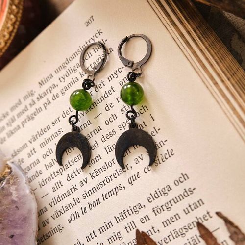 Boucles D'oreilles Gothiques Black Moon Pour Femmes Et Filles, Pendentif Lune Noire, Crochets D'oreille, Pierre Colorée, Accessoires De Bijoux De Sorcière, Cadeau De Mode, Nouveau
