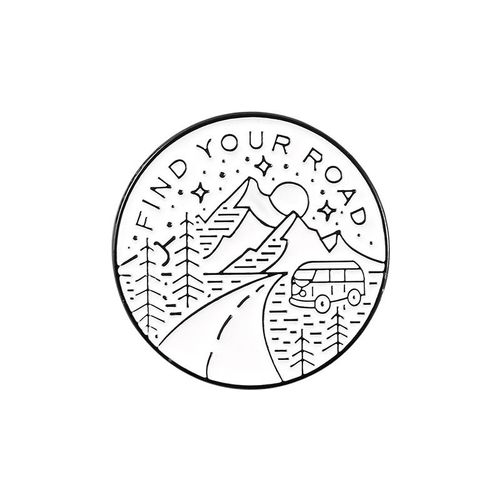 Broche En Émail Pour Paysage Touristique, Carte De L'île, Billet De Rivière De Montagne, Piscine De Lune, Botte De Voiture Sauvage, Badge En Métal, Bijoux Punk, Broches À Revers