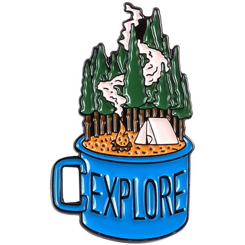 Broche En Émail Pour Paysage Touristique, Carte De L'île, Billet De Rivière De Montagne, Piscine De Lune, Botte De Voiture Sauvage, Badge En Métal, Bijoux Punk, Broches À Revers