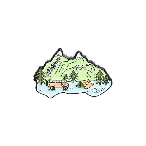 Broche En Émail Pour Paysage Touristique, Carte De L'île, Billet De Rivière De Montagne, Piscine De Lune, Botte De Voiture Sauvage, Badge En Métal, Bijoux Punk, Broches À Revers