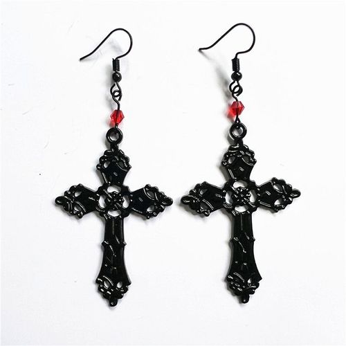 Boucles D'oreilles Gothiques Pour Femmes Et Filles, Rose, Papillon, Chat, Lune, Main De Corbeau, Pentagramme, Pendentif Croix, Sorcière Noire, Bijoux, Accessoires, Cadeaux