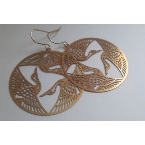 Boucles D'oreilles À Breloques Trois Oiseaux Pour Femmes, Accessoires De Bijoux Bohèmes, Cadeau De Grue En Laiton Creux, Crochets D'oreille D'art De Style Chinois, Mode, Nouveau