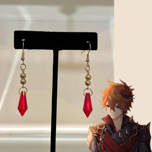 Boucles D'oreilles Gothiques En Cristal Pour Femmes Et Filles, Pendentif En Cristal Rouge, Accessoires De Bijoux Anime Avenger, Cadeau