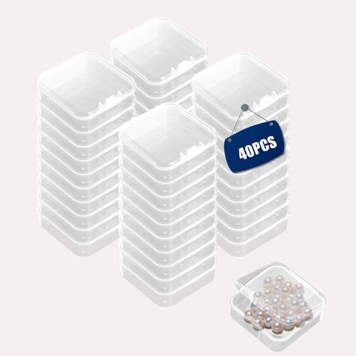 40 Pièces Petite Boite Rangement Plastique Mini Transparent Boite Plastique Avec Couvercle Multifonction Petite Carré Boite Pour Perles Bouchons Oreille Autres Petits Objets (5.5x5.5x2cm) 