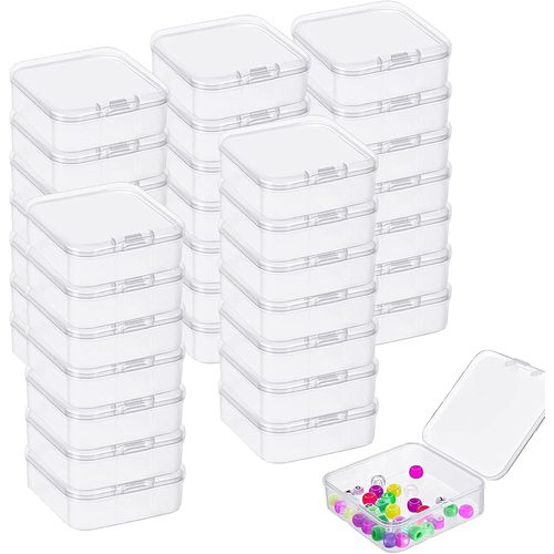 50 Pièces Petite Boite Rangement Plastique Mini Transparent Boite Plastique Avec Couvercle Multifonction Petite Carré Boite Pour Perles Bouchons Oreille Autres Petits Objets (4.5 X 4.5 X 2 Cm) 
