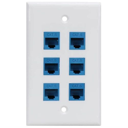 Plaque murale Ethernet Cat 6 6 ports,Plaque murale Ethernet femelle-femelle amovible compatible avec Cat7/6